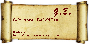 Gózony Balázs névjegykártya